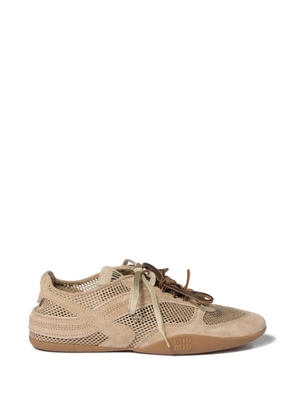 Miu Miu mesh suede trainers - Neutrals
