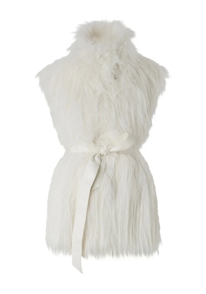 PINKO faux-fur belted vest - White