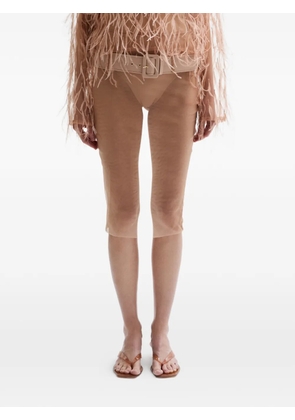 Atu Body Couture Veil feathered midi skirt - Neutrals