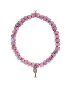 Sydney Evan 14K yellow gold Tiny Wine Glass red moonstone bracelet - Neutrals