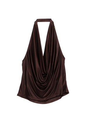 Elisabetta Franchi halterneck draped top - Brown