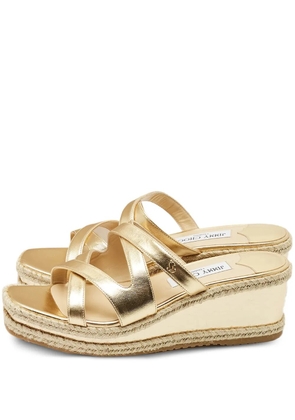 Jimmy Choo Pre-Owned leather wedged sandals - Gold