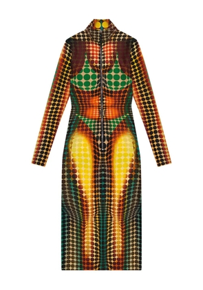 Jean Paul Gaultier high-neck zip-up midi dress - Yellow