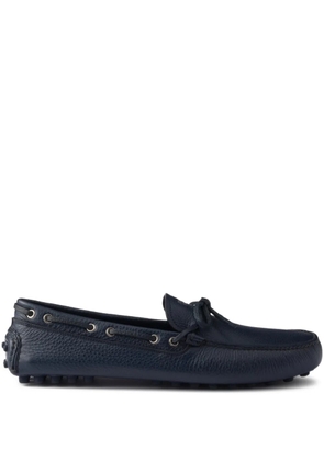 Prada printed-logo tie leather boat shoes - Blue