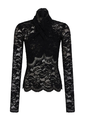 Rabanne lace long-sleeve blouse - Black