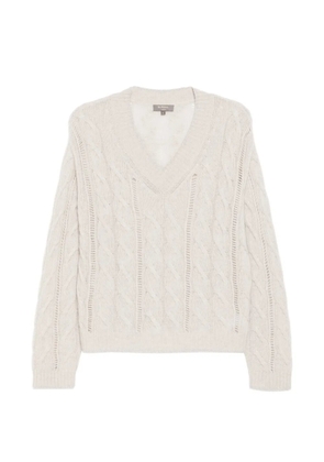 N.Peal cable knit v-neck top - Neutrals
