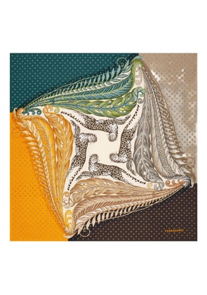 Ferragamo Madras-print silk foulard - Green
