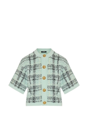 Balmain checked button-up cardigan - Green
