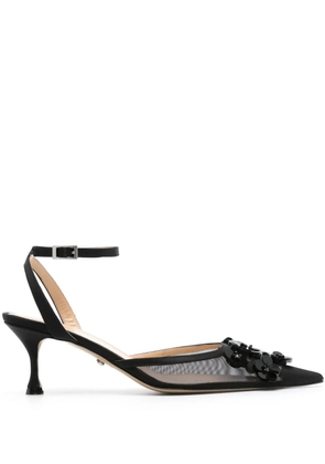 MACH & MACH sequin flower 65mm sandal - Black