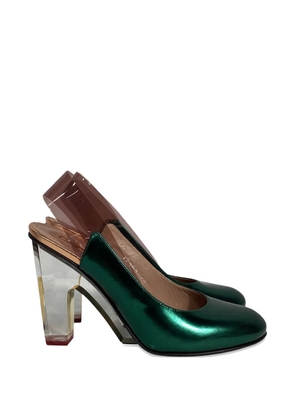 Dries Van Noten Pre-Owned metallic-effect heeled pumps - Green