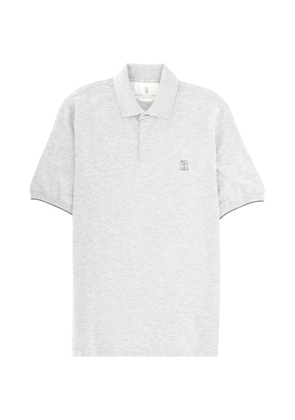 Brunello Cucinelli logo-embroidered polo shirt - Grey