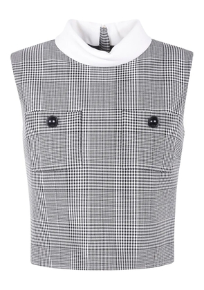 Self-Portrait checked cropped vest - Black