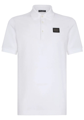 Dolce & Gabbana logo-tag piqué polo shirt - White