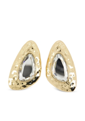 Self-Portrait crystal-embellished hammered earrings - Gold