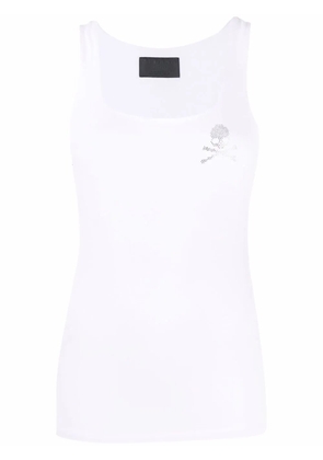 Philipp Plein rhinestone-embellished skull top - White