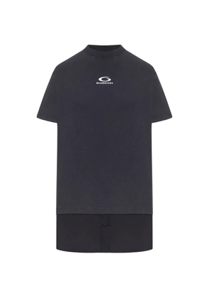 Balenciaga logo-detail layered T-shirt dress - Grey