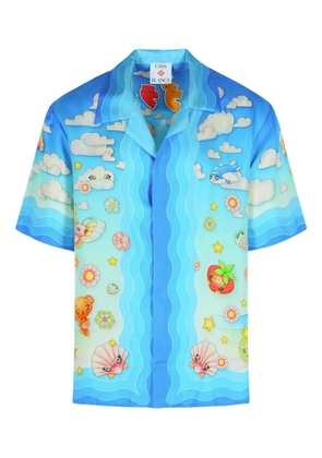 Casablanca Kawaii-motif silk shirt - Blue