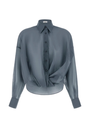 Brunello Cucinelli Monili taffeta shirt - Blue