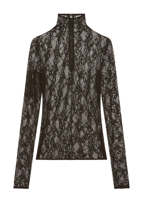 Courrèges lace-panel high-neck top - Black