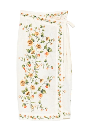 Agua By Agua Bendita Pareo floral pencil midi skirt - Neutrals