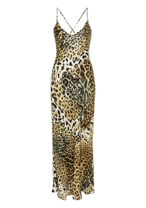 Roberto Cavalli leopard print silk dress - Brown