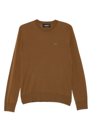 DSQUARED2 D2 logo-embroidered wool top - Brown