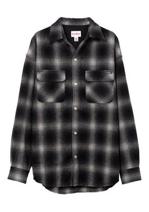 KAMIYA check-pattern wool shirt - Black