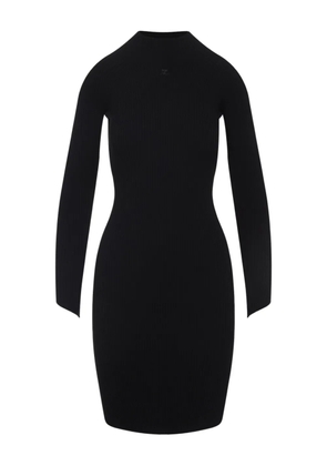 Courrèges ribbed high-neck dress - Black
