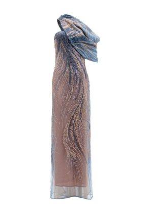 Silvia Tcherassi Rayo de Luna draped one-shoulder gown maxi dress - Blue