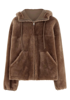 Blancha hooded shearling jacket - Brown