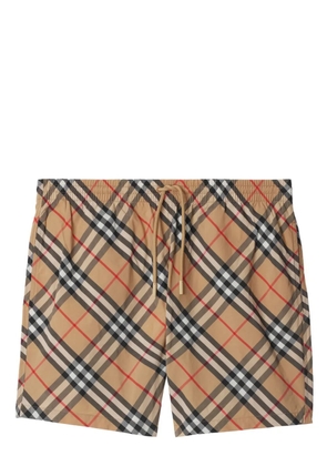 Burberry check-print drawstring swim shorts - Neutrals