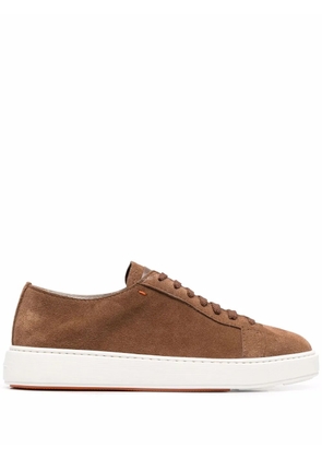 Santoni embossed logo low top sneakers - Brown