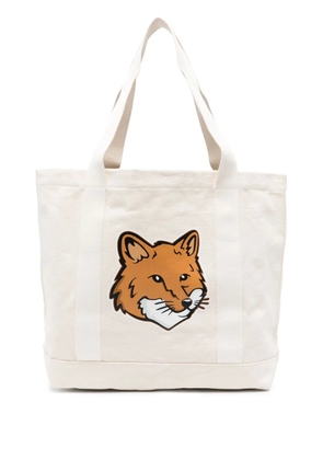 Maison Kitsuné Fox Head canvas tote bag - Neutrals