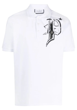 Philipp Plein logo-print cotton polo shirt - White
