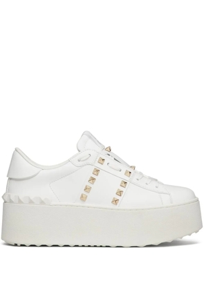 Valentino Garavani Rockstud Untitled leather flatform sneakers - White