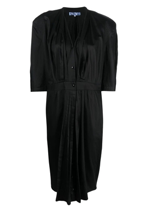 Thierry Mugler Pre-Owned 1980s pleat detailing buttoned dress - Black