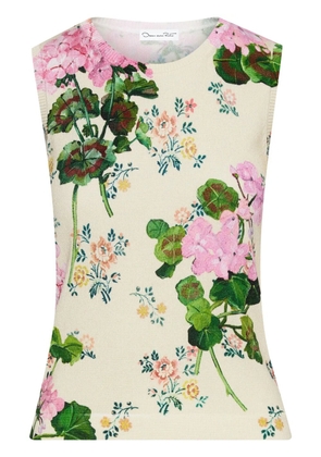 Oscar de la Renta geranium-print tank top - Neutrals