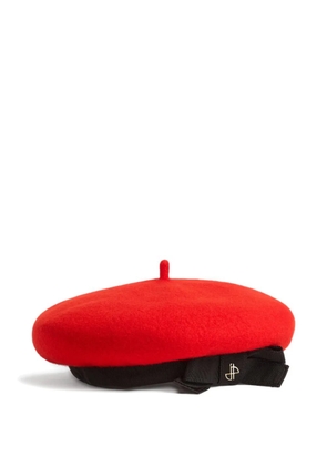 Patou grosgrain-bow wool beret - Red