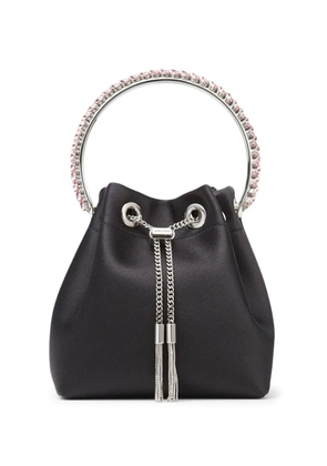 Jimmy Choo Bon Bon crystal-embellished satin bag - Black