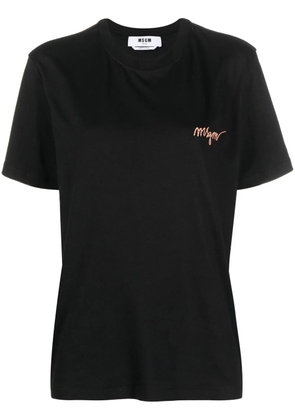 MSGM logo-embroidered cotton T-shirt - Black