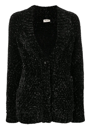 Saint Laurent metallic v-neck cardigan - Black
