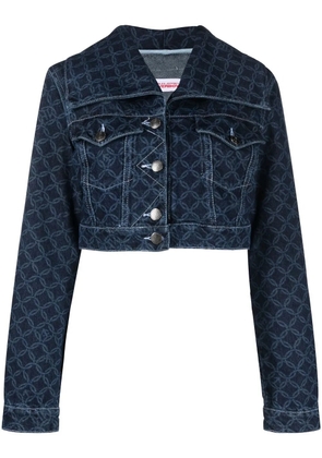 Charles Jeffrey Loverboy cropped monogram-print denim jacket - Blue