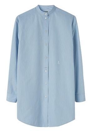 Jil Sander striped logo-patch cotton shirt - Blue