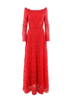 Valentino Garavani floral lace detail dresswide - Red