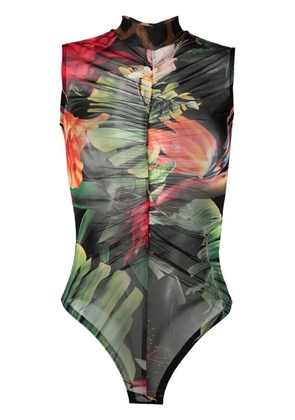 Philipp Plein floral sleeveless bodysuit - Black