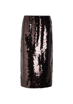 STAUD Ciara sequin midi skirt - Brown