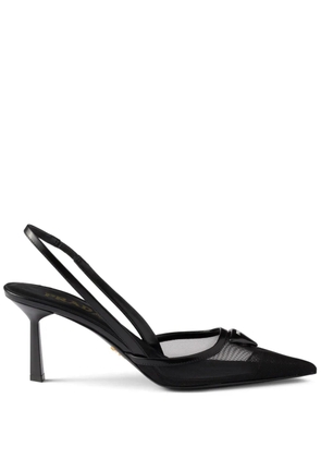 Prada 75mm mesh slingback pumps - Black