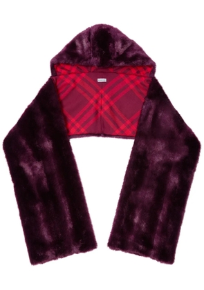 Burberry faux-fur hooded scarf - Red
