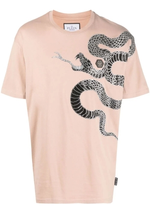 Philipp Plein embellished snake-print T-shirt - Neutrals