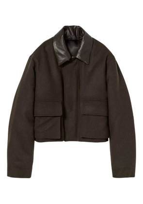 Auralee leather-collar jacket - Green